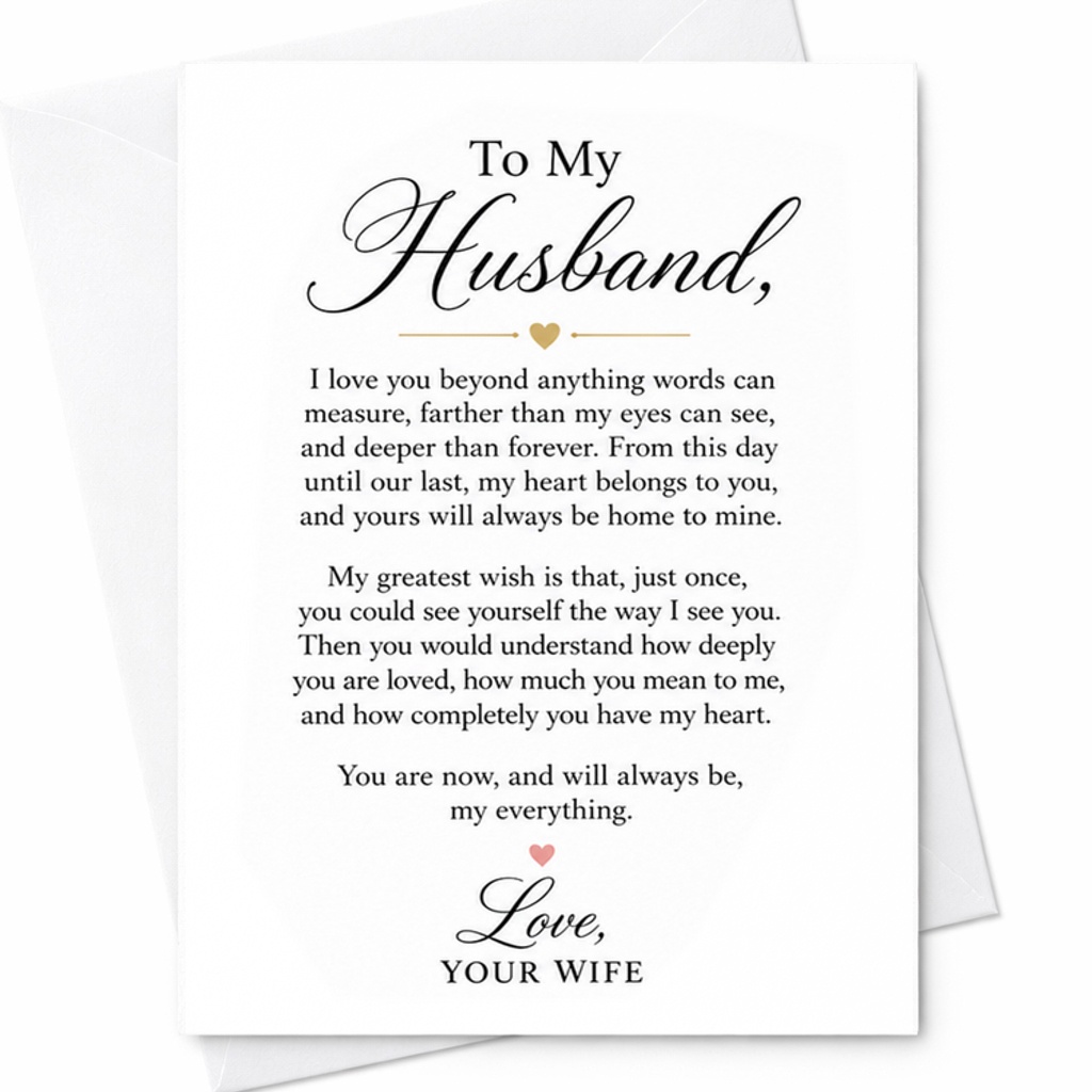To My Husband Romantic Anniversary Card Love From Wife Sentimental Wedding Anniversary Card For Him Sweet Husband Card C2981