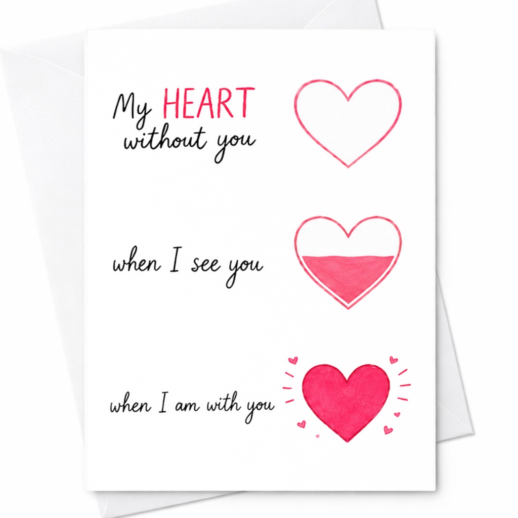 My Heart Without You When I See You When I Am With You Romantic Valentines Day Card For Partner Sweet Love Anniversary Card C2956