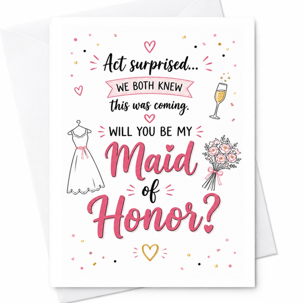 Act Surprised We Both Knew This Was Coming Will You Be My Maid Of Honor Wedding Proposal Card Bridesmaid Invitation Cute C2986