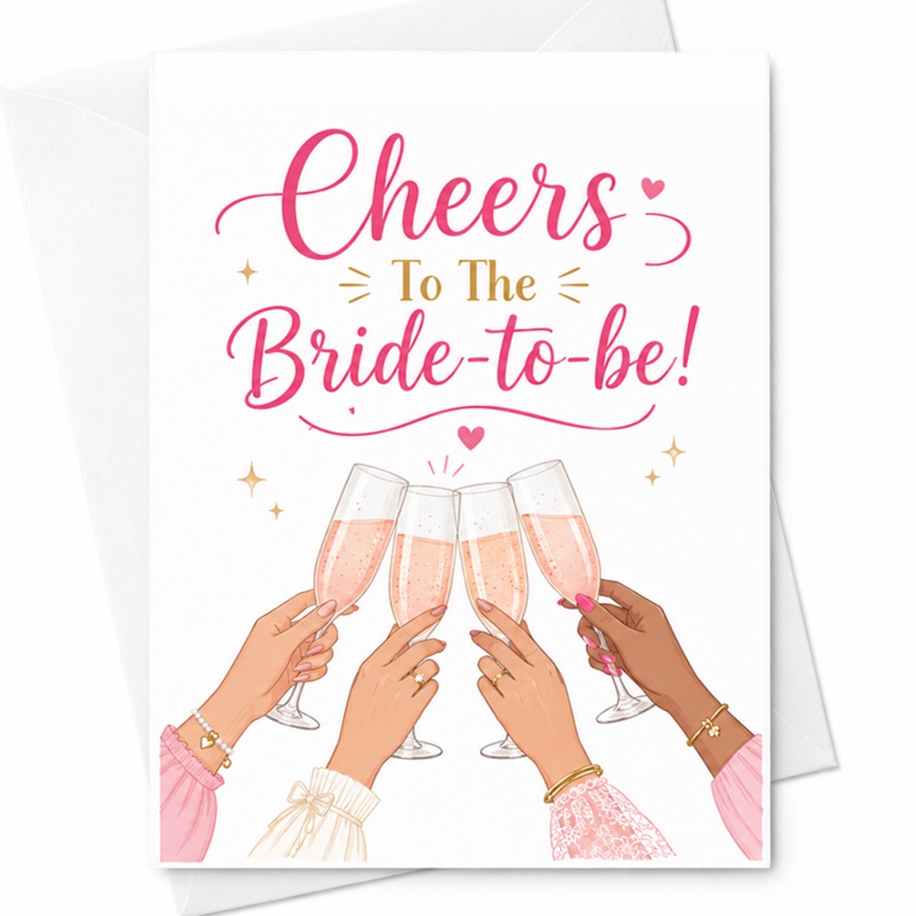 Cheers To The Bride-To-Be Bridal Shower Card Engagement Celebration Card For Bride Cute Wedding Card For Bride To Be C2992