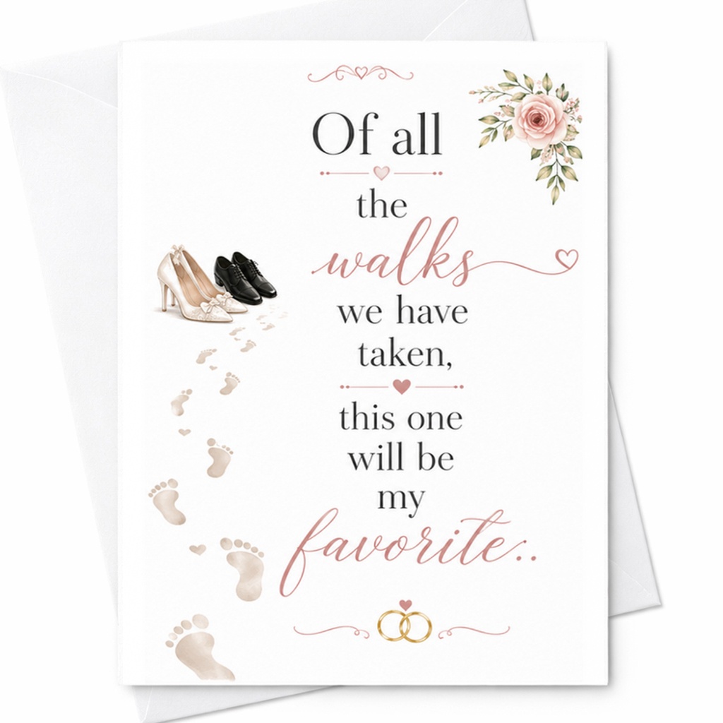 Of All The Walks We Have Taken This One Will Be My Favorite Wedding Card Romantic Marriage Congratulations For Couple C2994