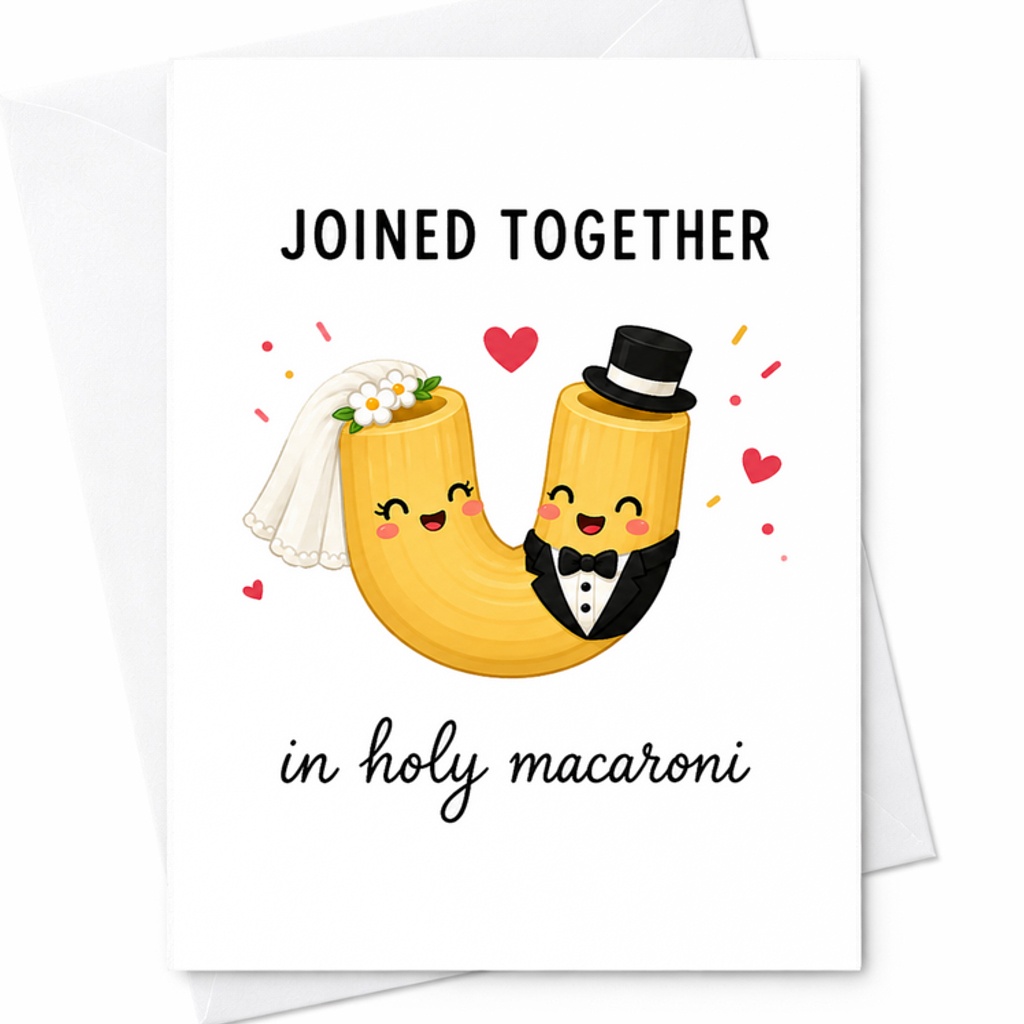 Joined Together In Holy Macaroni Wedding Card Cute Anniversary Card For Couple Funny Marriage Greeting Card Bride And Groom C2971
