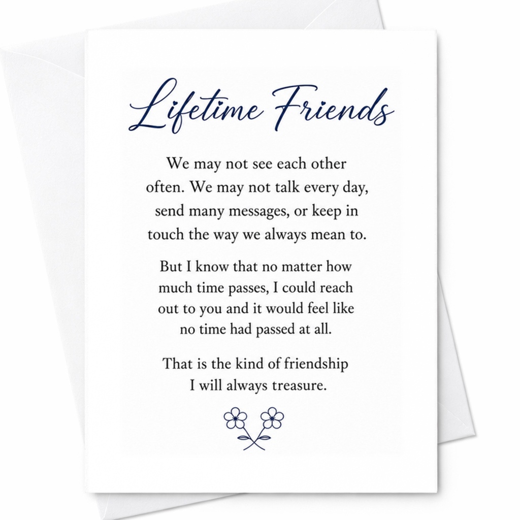 Lifetime Friends Sweet Friendship Card Sentimental Greeting Card For Best Friend Thoughtful Keepsake Card For Special Bond C2988