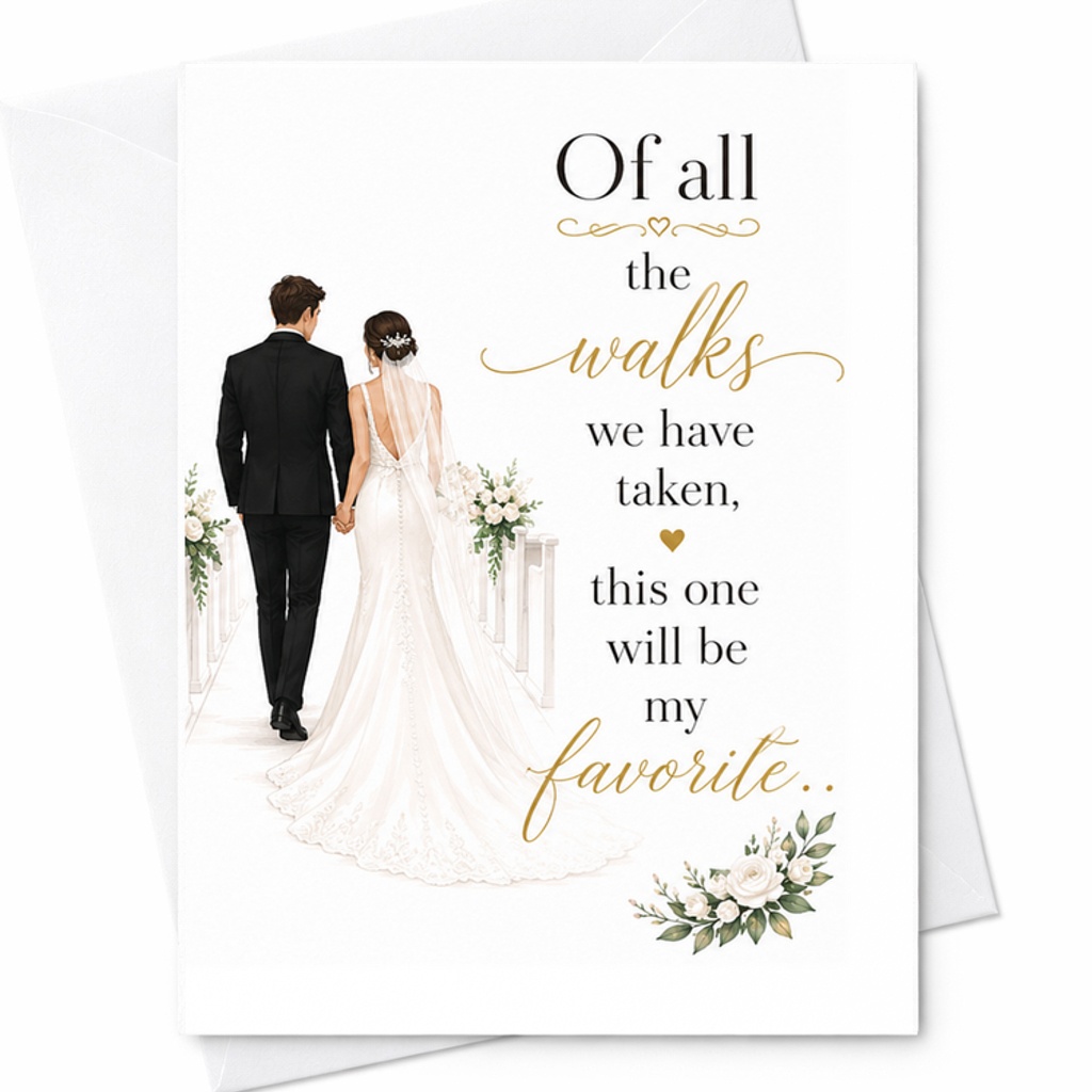 Of All The Walks We Have Taken This One Will Be My Favorite Wedding Card Bride Groom Romantic Marriage Ceremony Card C2993