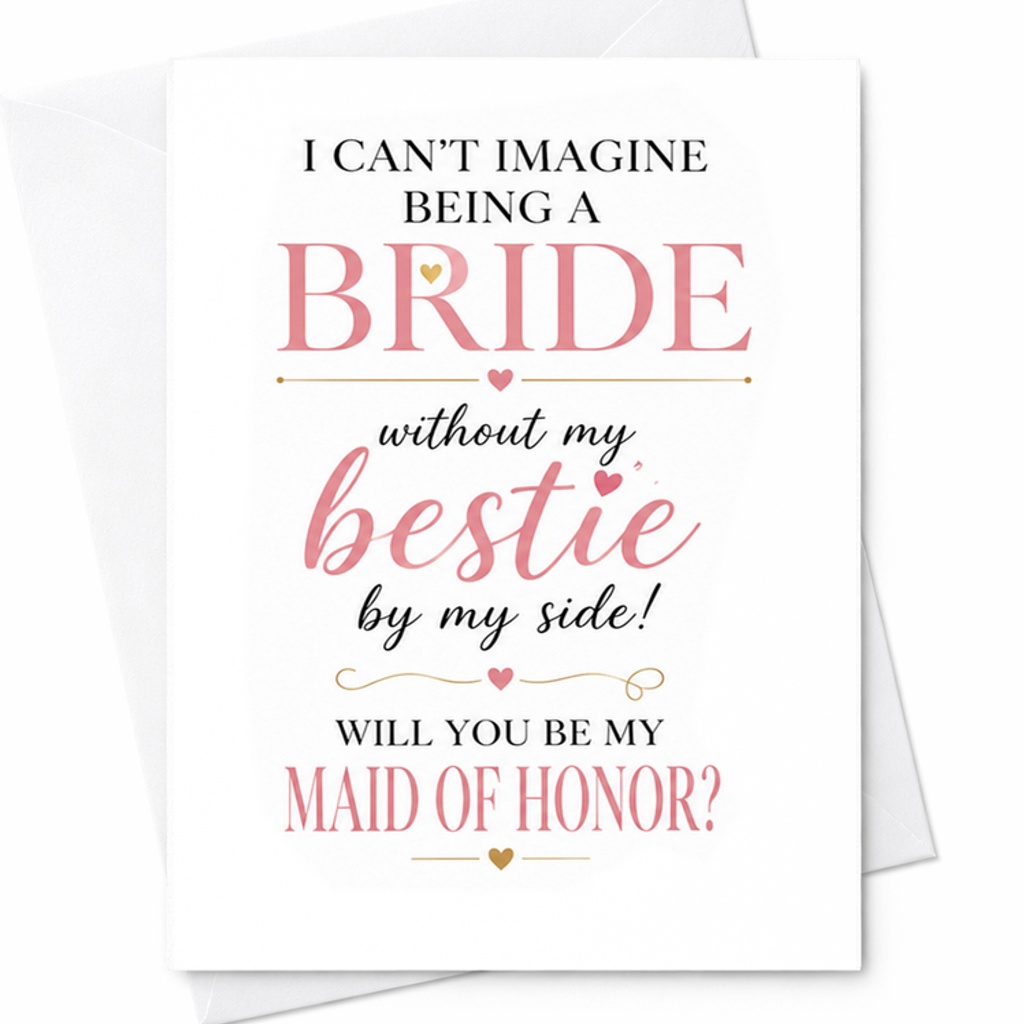 I Can't Imagine Being A Bride Without My Bestie By My Side Will You Be My Maid Of Honor Card Wedding Proposal For Best Friend C2995