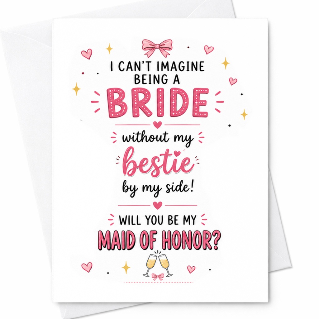 I Can't Imagine Being A Bride Without My Bestie By My Side Will You Be My Maid Of Honor Card Wedding Proposal Cute Friend C2996