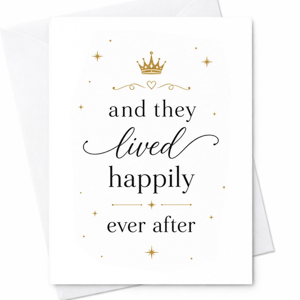 And They Lived Happily Ever After Wedding Card Romantic Marriage Congratulations Newlyweds Couple Sentimental Greeting Card C2997