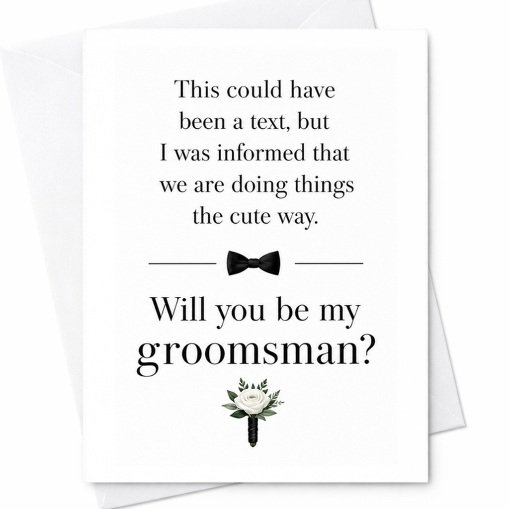 Will You Be My Groomsman? Cute Wedding Proposal Card For Groomsman Invitation Funny Wedding Party Request Card With Bow Tie C3003