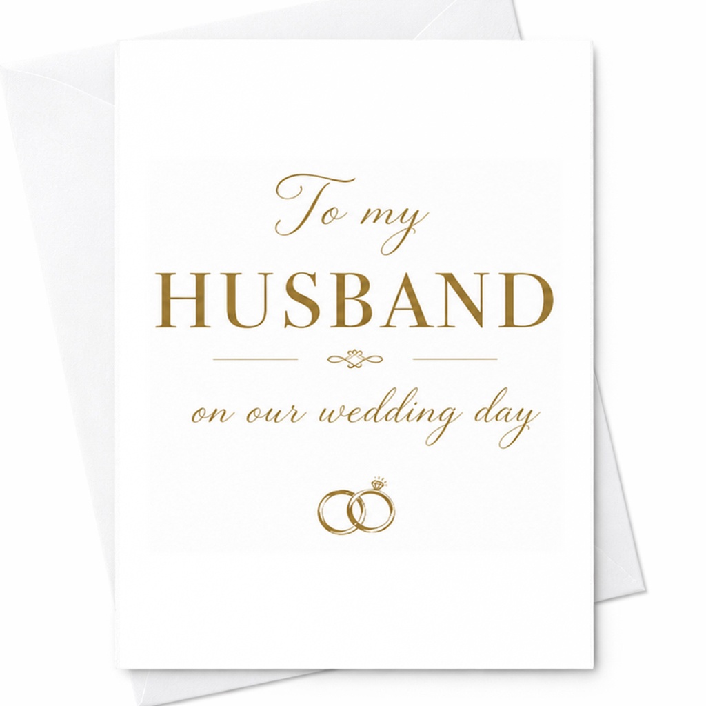 To My Husband On Our Wedding Day Card Romantic Wedding Card For Groom Sentimental Marriage Ceremony Card With Rings C3005