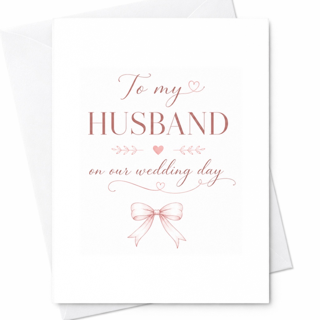 To My Husband On Our Wedding Day Romantic Wedding Card For Groom Sentimental Love Message From Bride Elegant Marriage Keepsake C3006