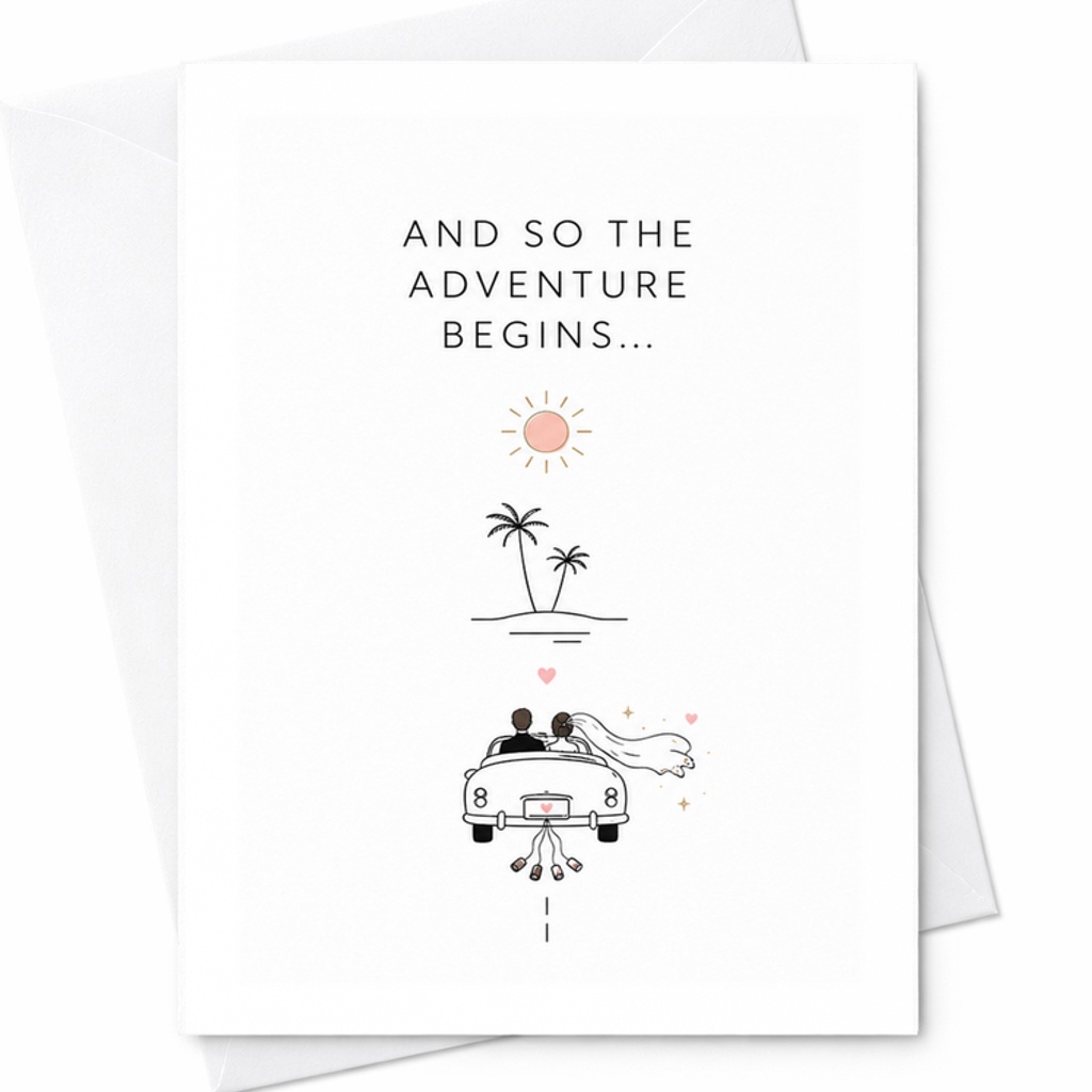 And So The Adventure Begins Wedding Card Newlywed Couple Romantic Greeting Card Just Married Congratulations Cute C3012