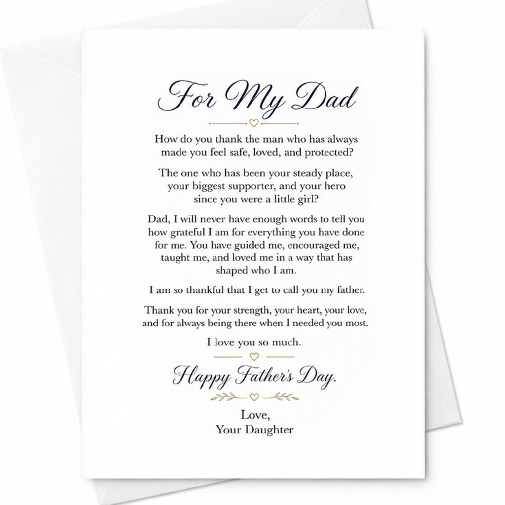 For My Dad Fathers Day Card, Emotional Dad Card From Daughter, Thank You Father Gift For Safe Loved Dad C3016
