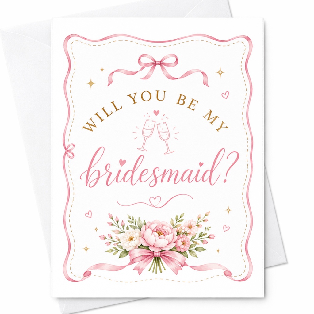 Will You Be My Bridesmaid? Wedding Proposal Card Cute Bridesmaid Invitation Floral Romantic Bridal Party Card C3028