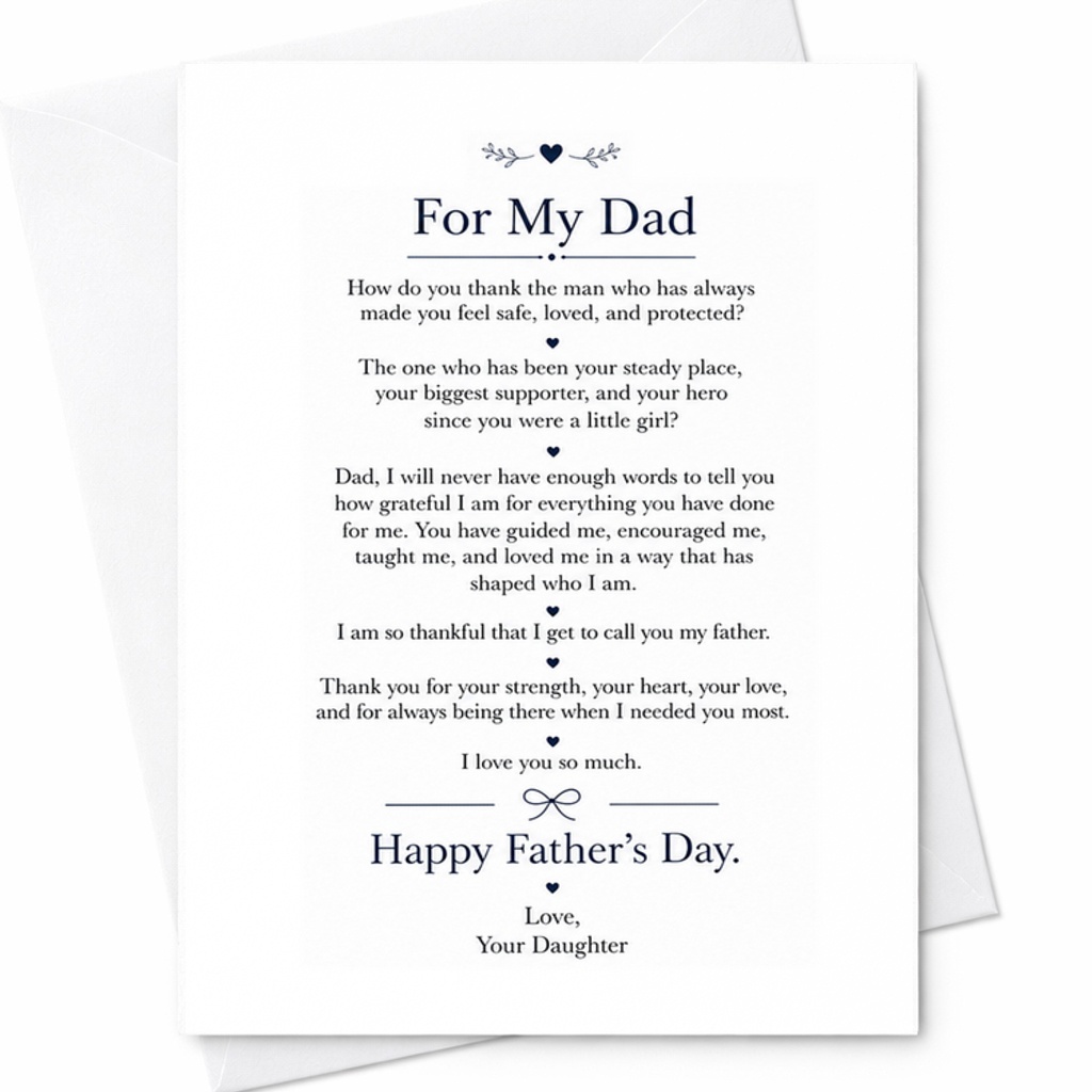 For My Dad Fathers Day Card, Emotional Dad Card From Daughter, Thank You Father Gift For Safe Loved Hero Dad C3015