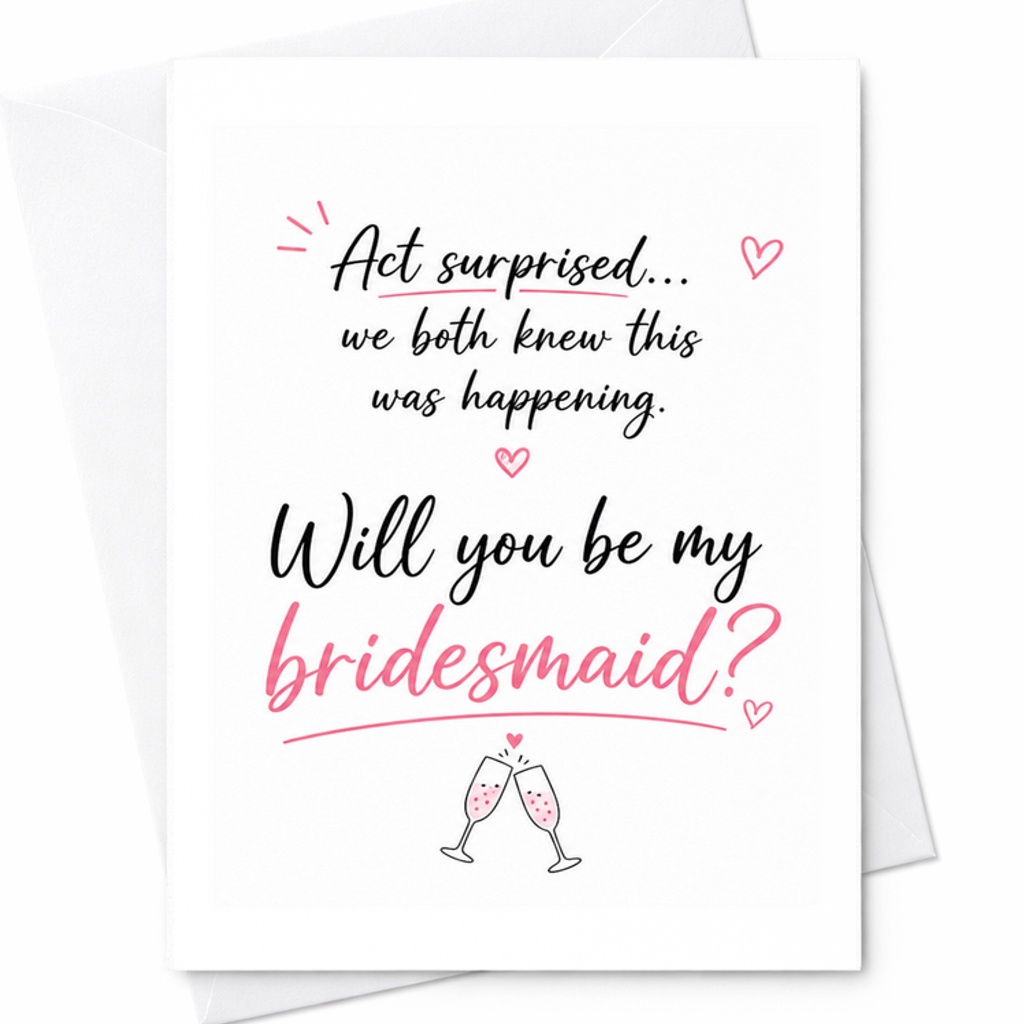 Act Surprised We Both Knew This Was Happening Will You Be My Bridesmaid Card Funny Bridesmaid Proposal Wedding Party Invite C3020