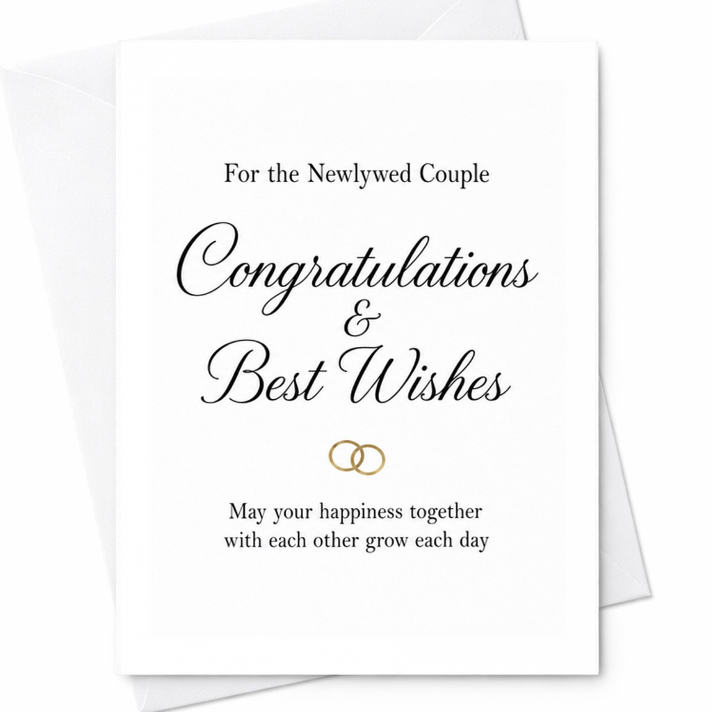 Congratulations & Best Wishes Wedding Card Newlywed Couple Elegant Greeting Card Romantic Marriage Blessing White Rose C3021