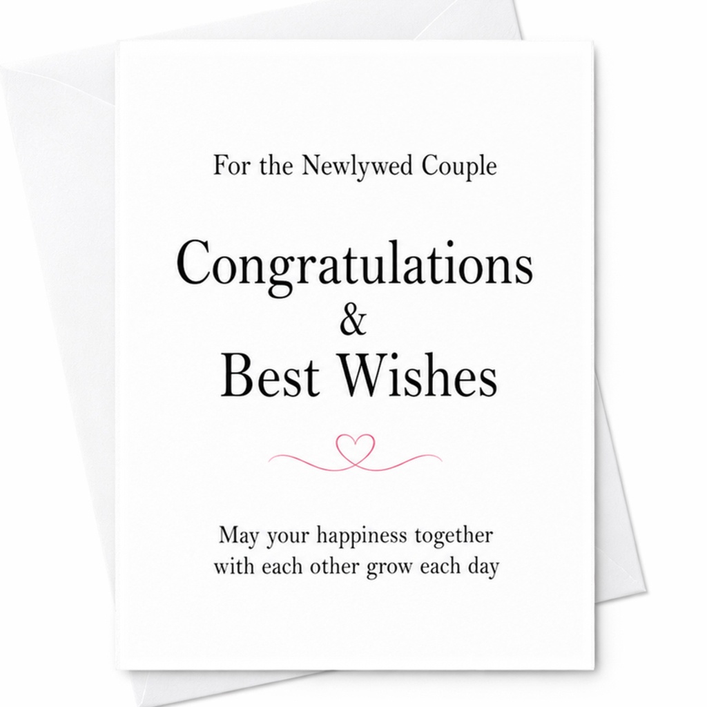 Congratulations & Best Wishes Wedding Card Newlywed Couple Romantic Greeting Card Heartfelt Message Marriage Celebration C3022