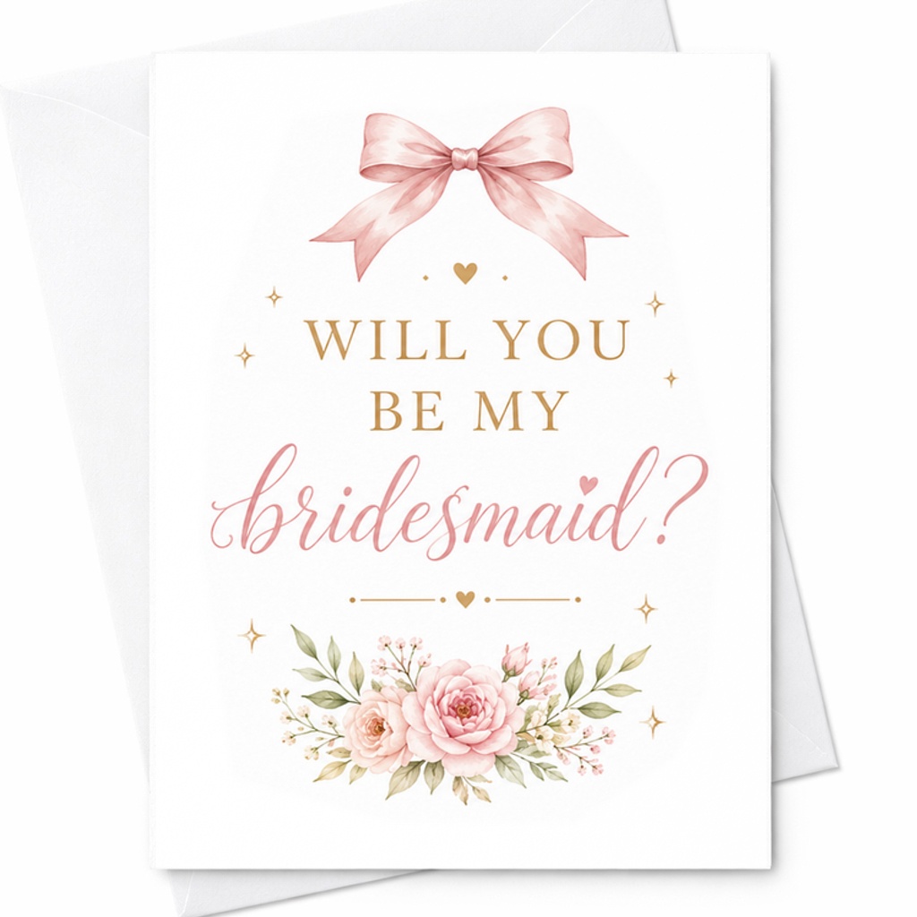 Will You Be My Bridesmaid? Wedding Proposal Card Cute Floral Bridesmaid Invitation Card For Bridal Party Celebration C3027