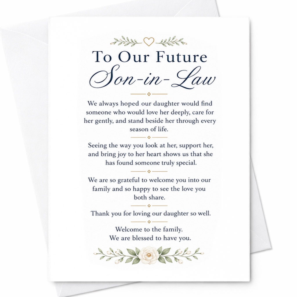 To Our Future Son-In-Law Wedding Card Welcome To Family Greeting Card For Daughter's Husband Sentimental Marriage Card C3054