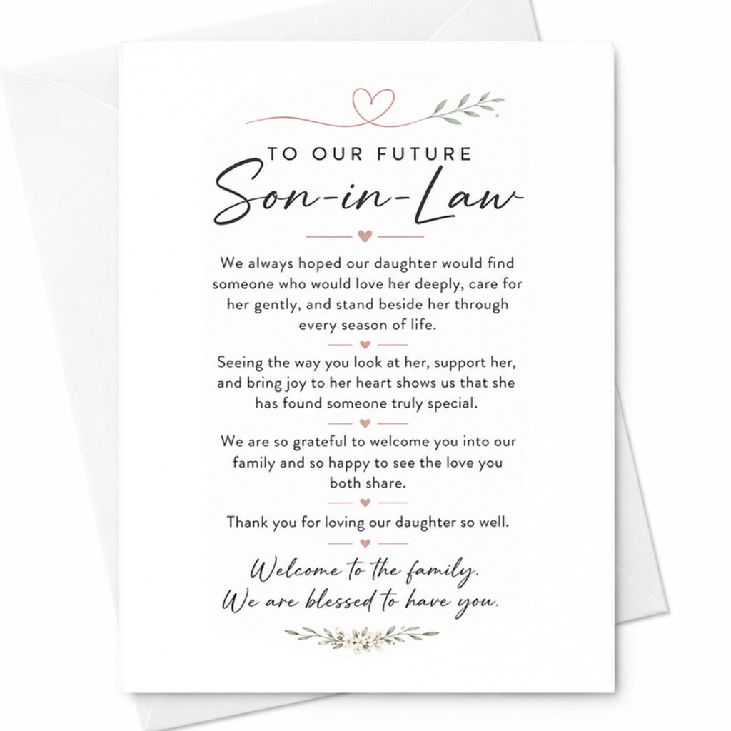 To Our Future Son-In-Law Wedding Card Welcome To The Family We Are Blessed To Have You Sentimental Card For Daughter's Husband C3055