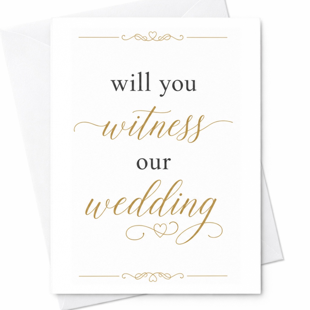 Will You Witness Our Wedding Invitation Card Elegant Wedding Ceremony Request Card For Friends Family Witness Proposal C3057