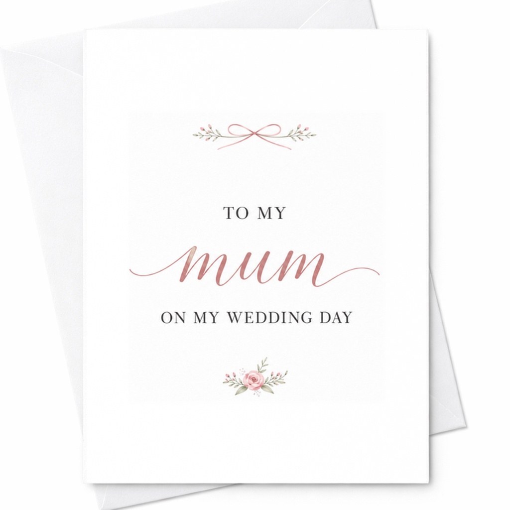 To My Mum On My Wedding Day Card Wedding Card For Mother Sentimental Wedding Day Card For Mum From Bride Groom Elegant Floral Desi C3066