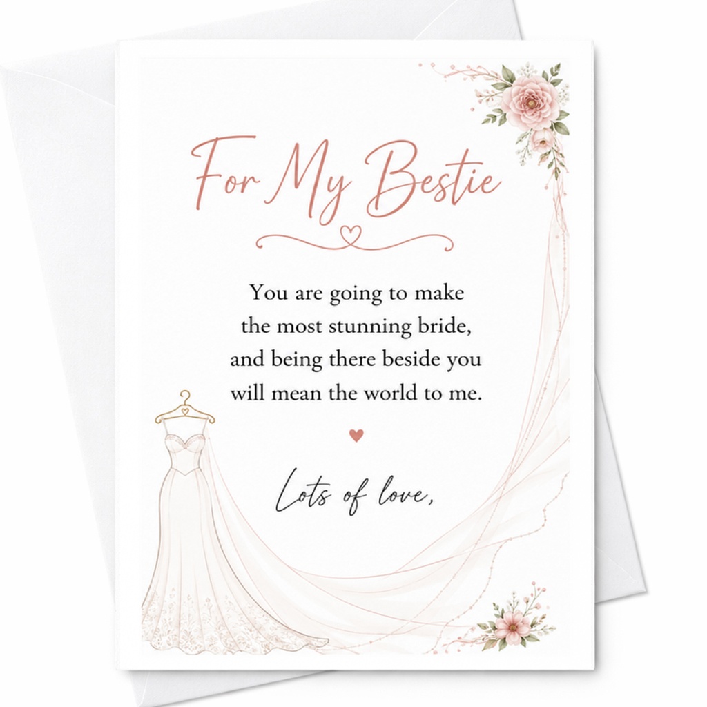 For My Bestie Stunning Bride Wedding Card Best Friend Bride To Be Sentimental Bridal Shower Card Maid Of Honor Gift C3073