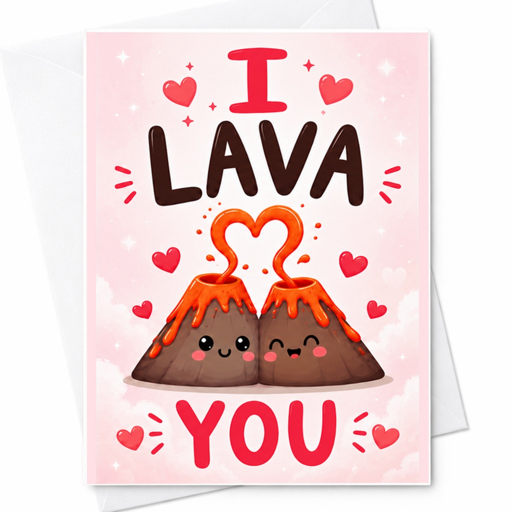 I Lava You Cute Anniversary Card Romantic Love Card For Couple Sweet Valentine's Day Card For Him Or Her Adorable Volcano C3037