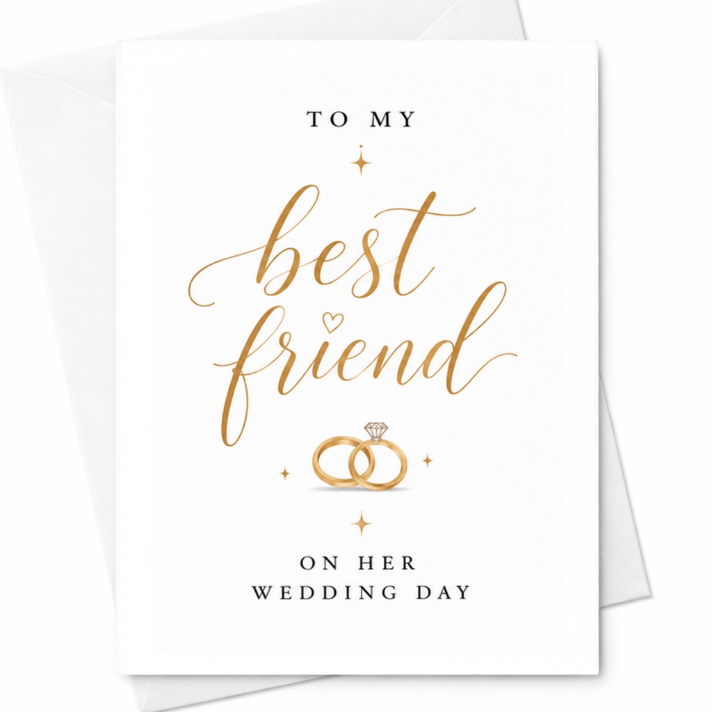 To My Best Friend On Her Wedding Day Card Elegant Wedding Card For Bride Sentimental Friendship Wedding Card For Bestie C3050