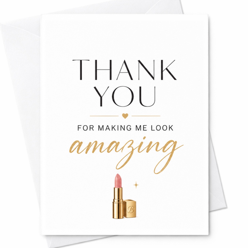 Thank You For Making Me Look Amazing Thank You Card Elegant Floral Appreciation Note For Makeup Artist Or Stylist C3053