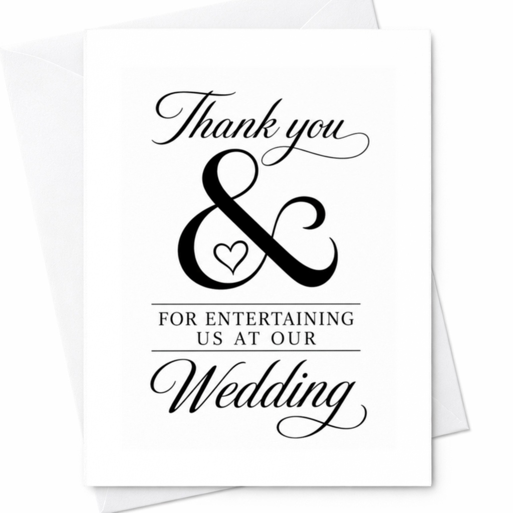 Thank You & For Entertaining Us At Our Wedding Elegant Musical-Themed Thank You Card Wedding Guests Appreciation Newlyweds C3080