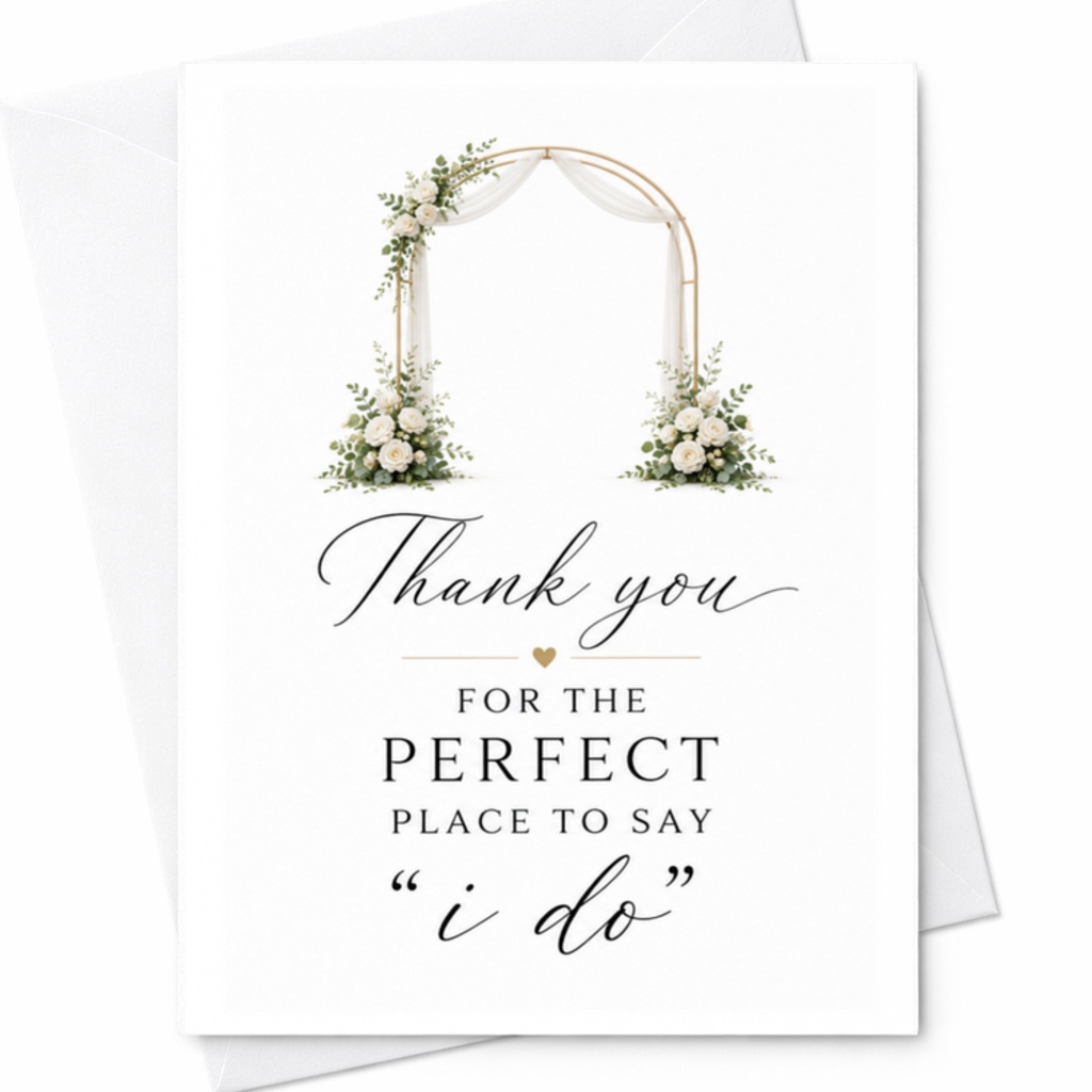 Thank You For The Perfect Place To Say I Do Wedding Thank You Card Elegant Gratitude Card For Venue Host Bride Groom C3087