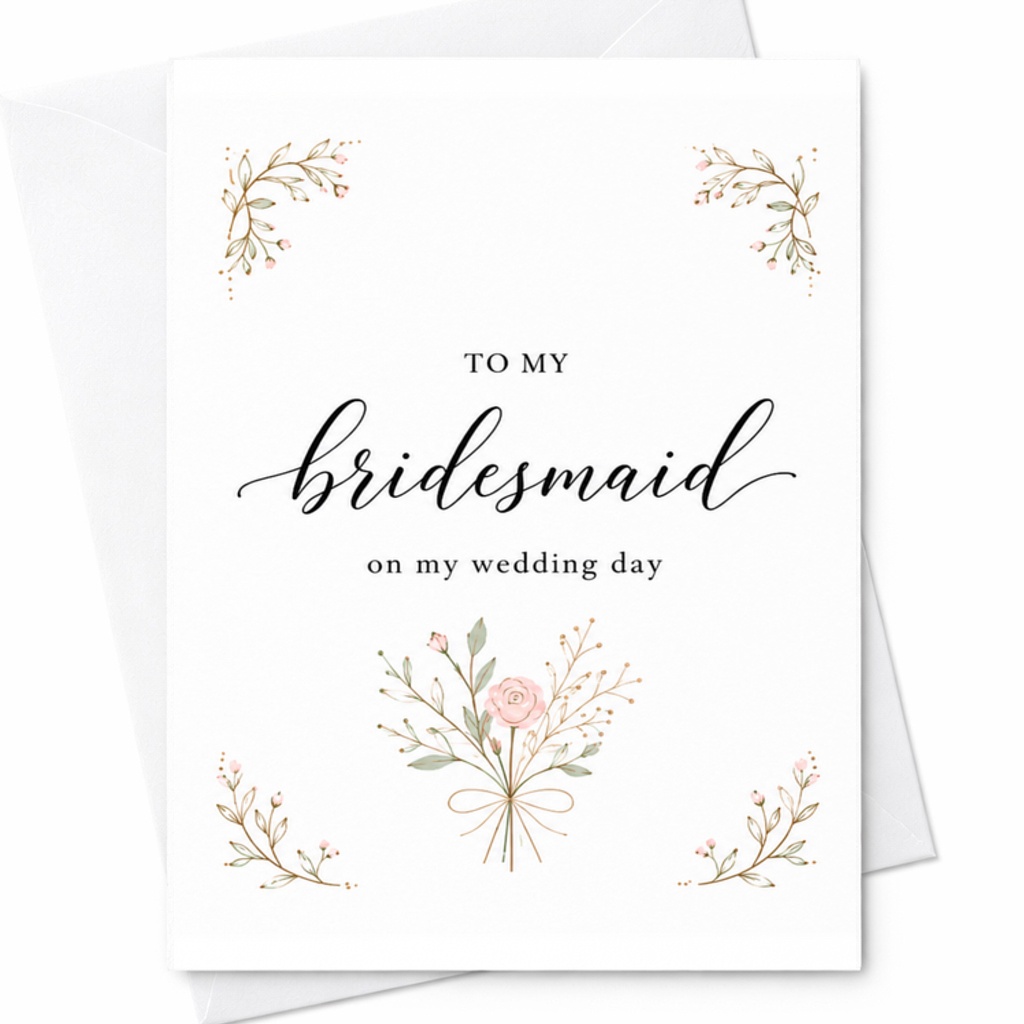 To My Bridesmaid On My Wedding Day Card Wedding Party Thank You Card For Bridesmaid Proposal Floral Elegant Keepsake C3076
