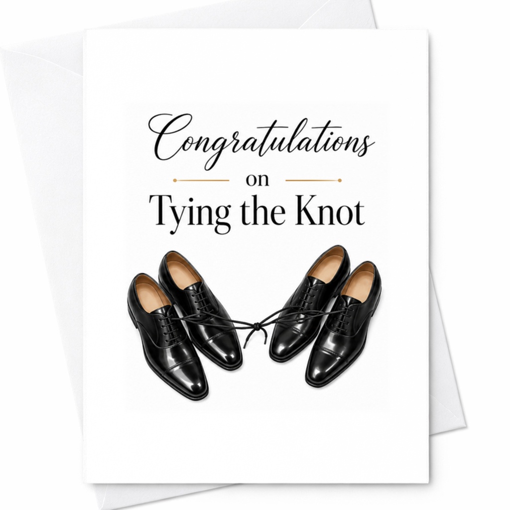Congratulations On Tying The Knot Gay Wedding Card Same Sex Marriage Groom And Groom Personalized Names Date Elegant C3081