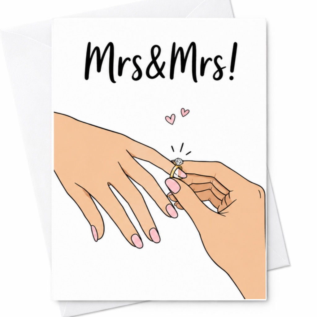 Mrs&Mrs! Wedding Card Lesbian Couple Engagement Congratulations Bride To Bride Cute Marriage Proposal Card C3082