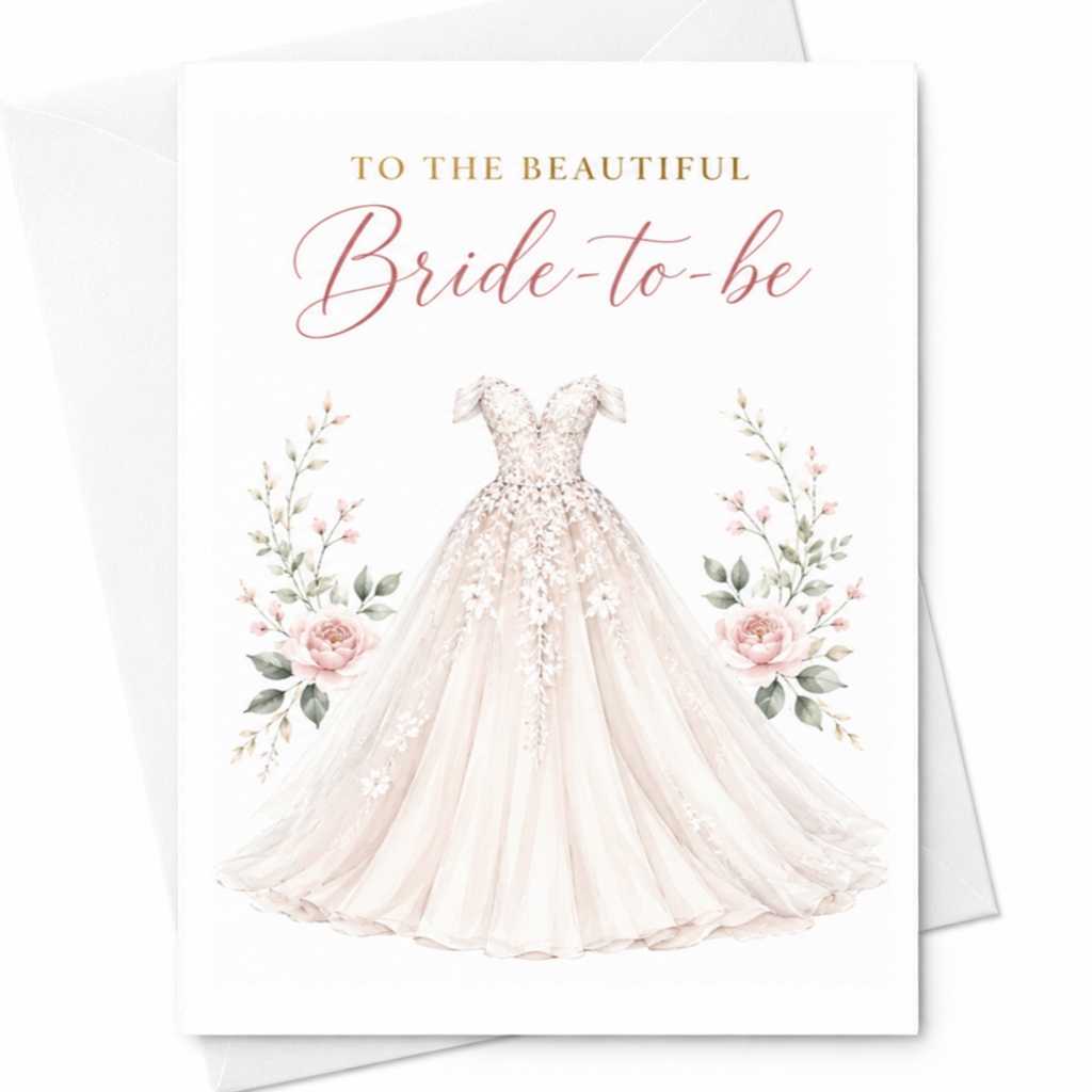 To The Beautiful Bride-To-Be Wedding Card Elegant Bridal Shower Engagement Card Future Bride Floral High-Quality Paper C3084