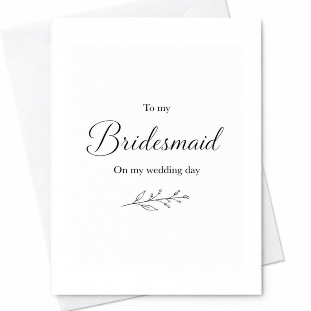 To My Bridesmaid On My Wedding Day Card Wedding Thank You Card For Bridesmaid Elegant Wedding Party Appreciation Card C3086