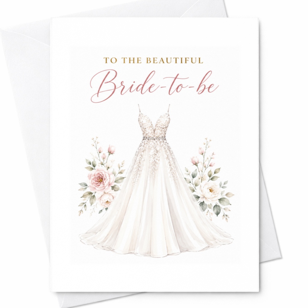 To The Beautiful Bride-To-Be Wedding Card Bridal Shower Engagement Card For Bride Cute Floral Dress Sentimental C3099