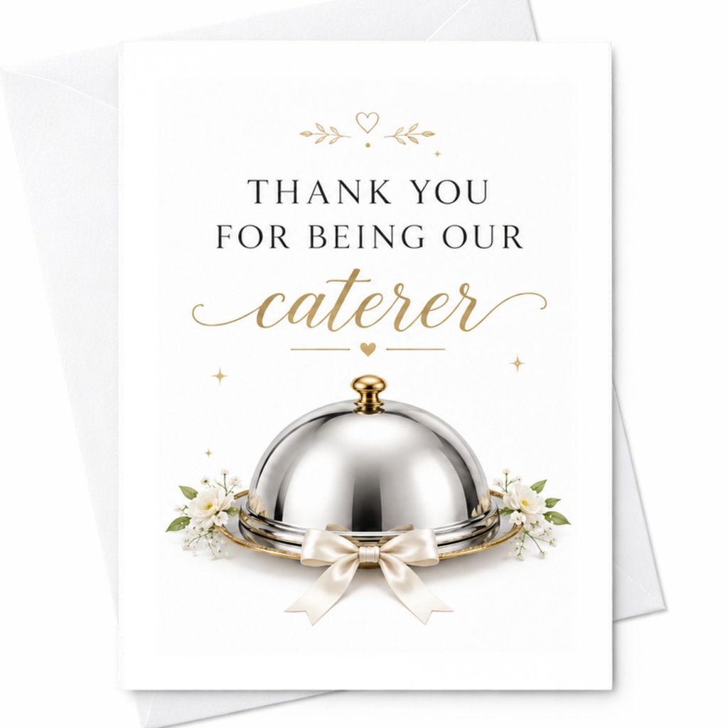 Thank You For Being Our Caterer Wedding Thank You Card Appreciation Card For Caterer Elegant Floral Gratitude Card C3101