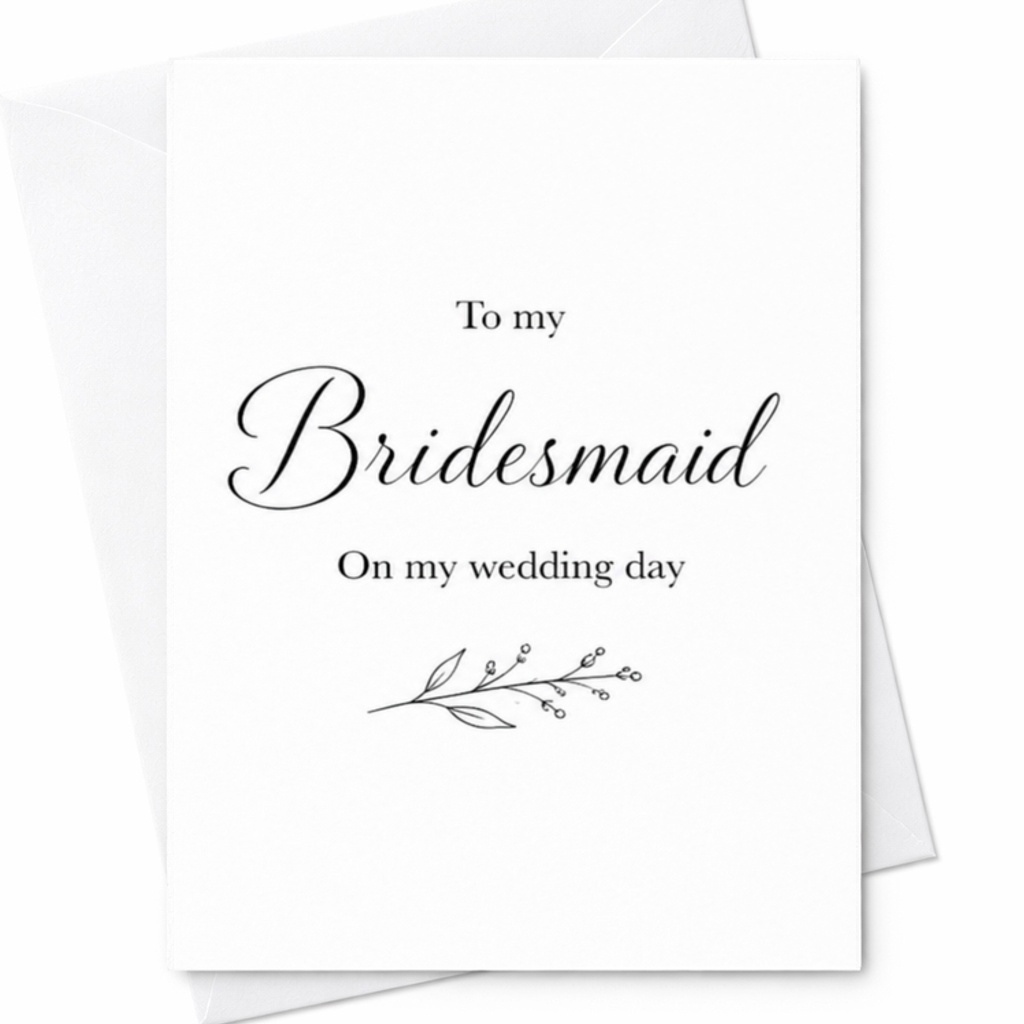 To My Bridesmaid On My Wedding Day Minimalist Wedding Card Elegant Bridal Party Thank You Card For Bridesmaid Proposal C3102