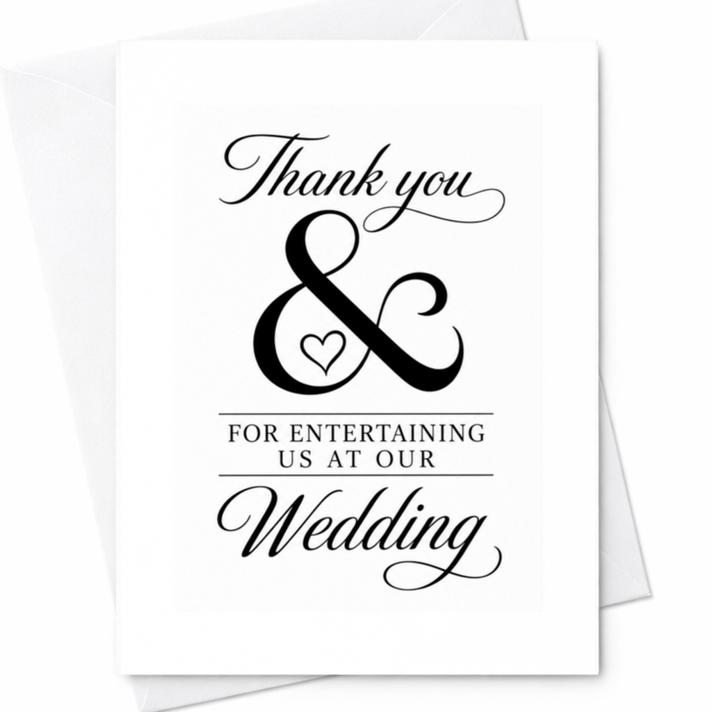 Thank You & For Entertaining Us At Our Wedding Card Whimsical Wedding Thank You Card For Guests High-Quality Paper Keepsake C3090