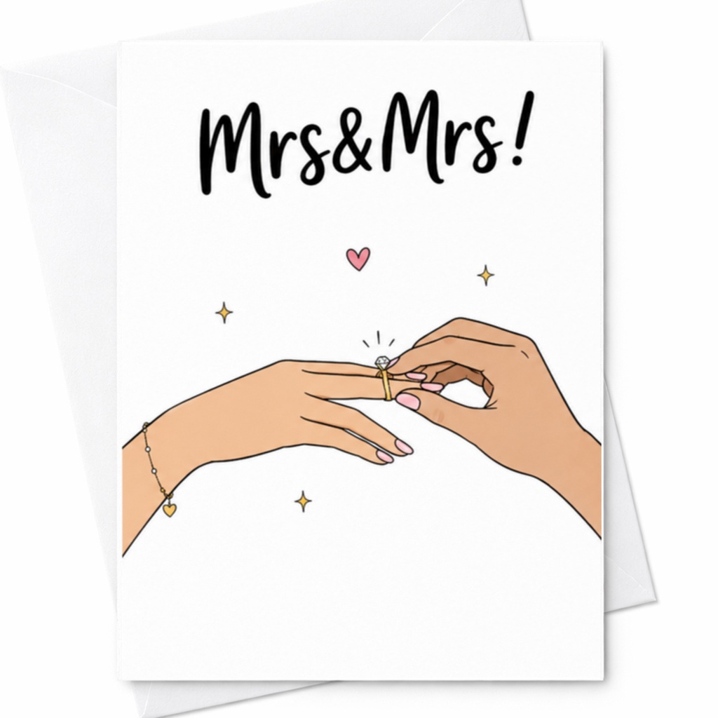 Mrs&Mrs! Lesbian Wedding Card Cute Engagement Card For Newlywed Couple Romantic Marriage Proposal Lgbtq+ Love Celebration C3093