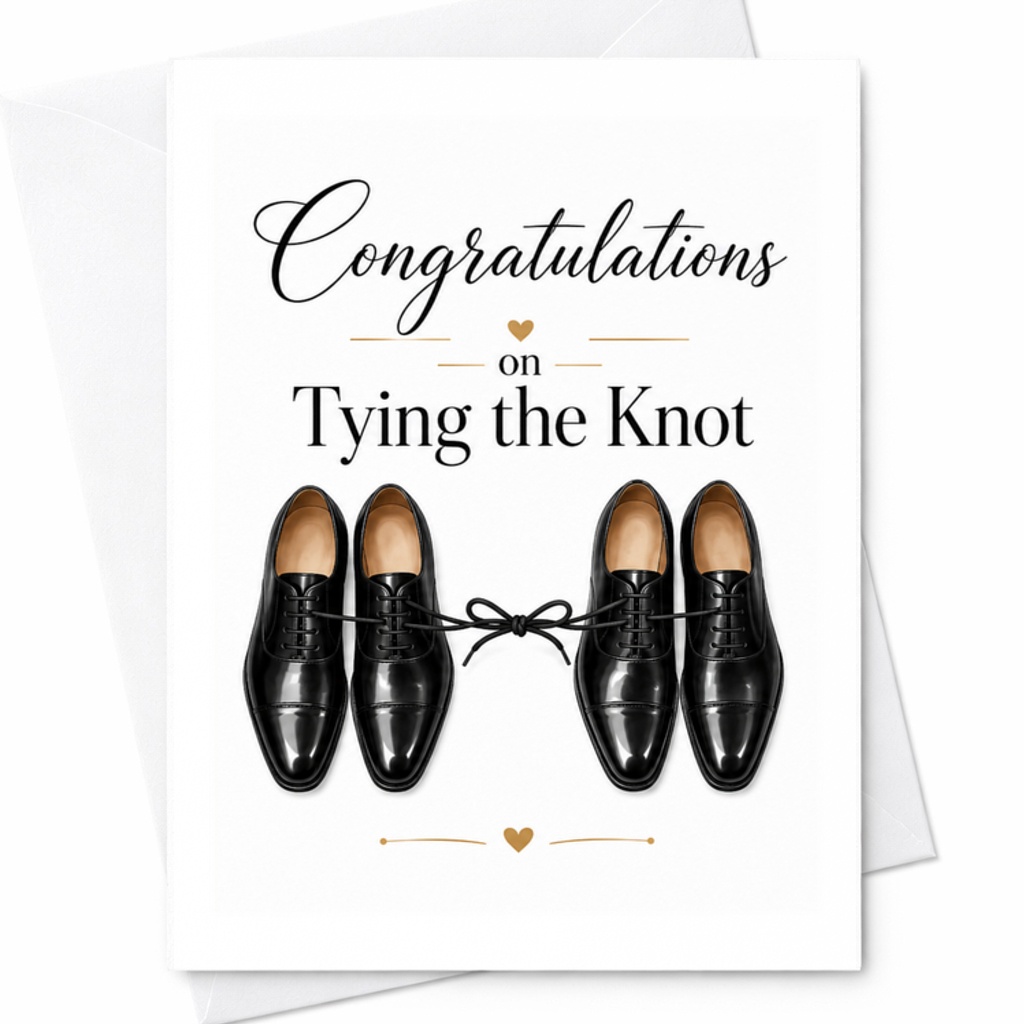 Congratulations On Tying The Knot Wedding Card Gay Couple Same-Sex Marriage Celebration Card Elegant For Newlyweds C3095