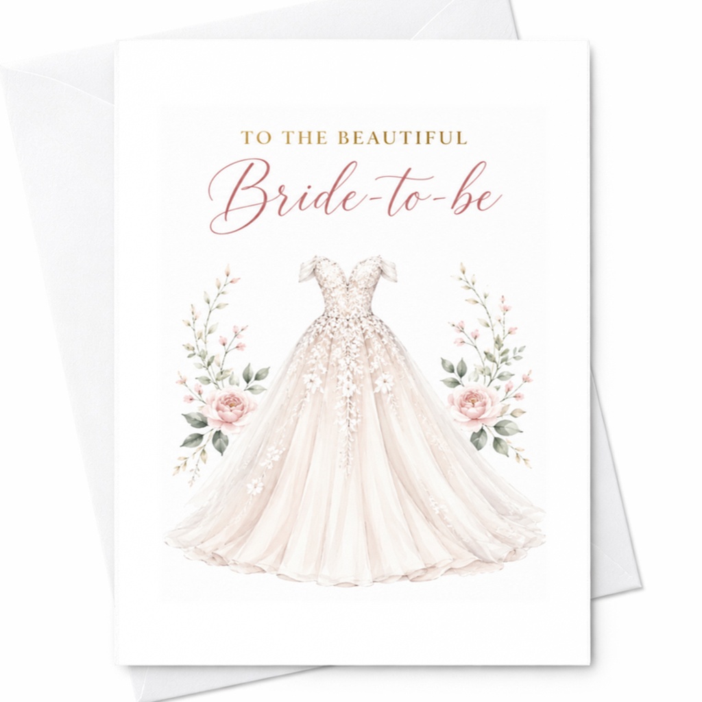 To The Beautiful Bride-To-Be Wedding Card Bridal Shower Engagement Congratulations Elegant Floral For Bride C3098