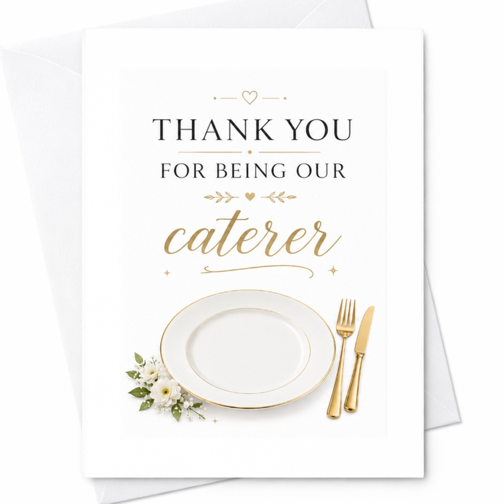 Thank You For Being Our Caterer Wedding Appreciation Card Elegant Gratitude Note For Event Caterers Special Occasion Card C3100
