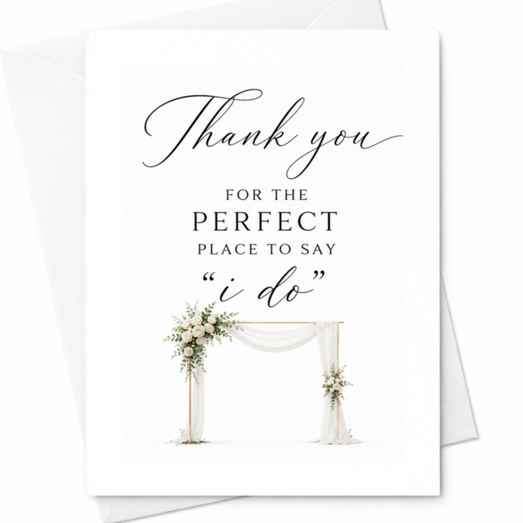 Thank You For The Perfect Place To Say I Do Wedding Card Ceremony Venue Appreciation Note Bride Groom Sentimental C3105