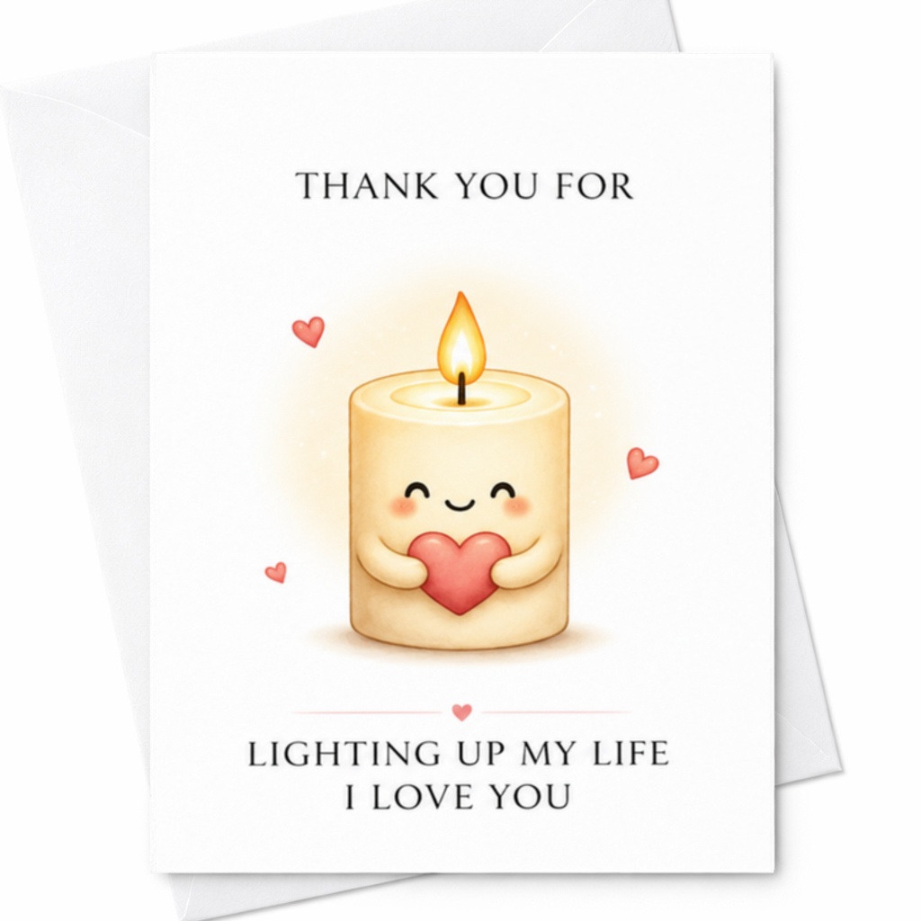 Thank You For Lighting Up My Life I Love You Cute Romantic Card Anniversary Card For Partner Sweet Love Candle C3108