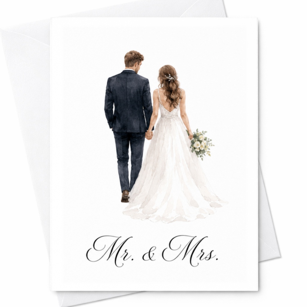 Mr. & Mrs. Elegant Wedding Card Newlyweds Celebration Romantic Greeting Card Perfect For Bride And Groom Special Day C3112