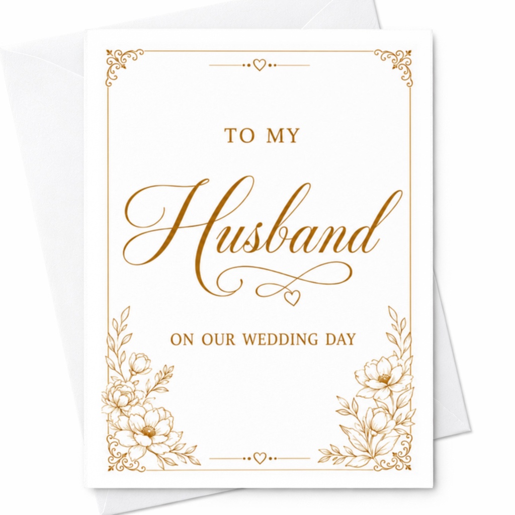 To My Husband On Our Wedding Day Elegant Wedding Card Romantic Greeting Card For Groom Sentimental Marriage Keepsake C3127