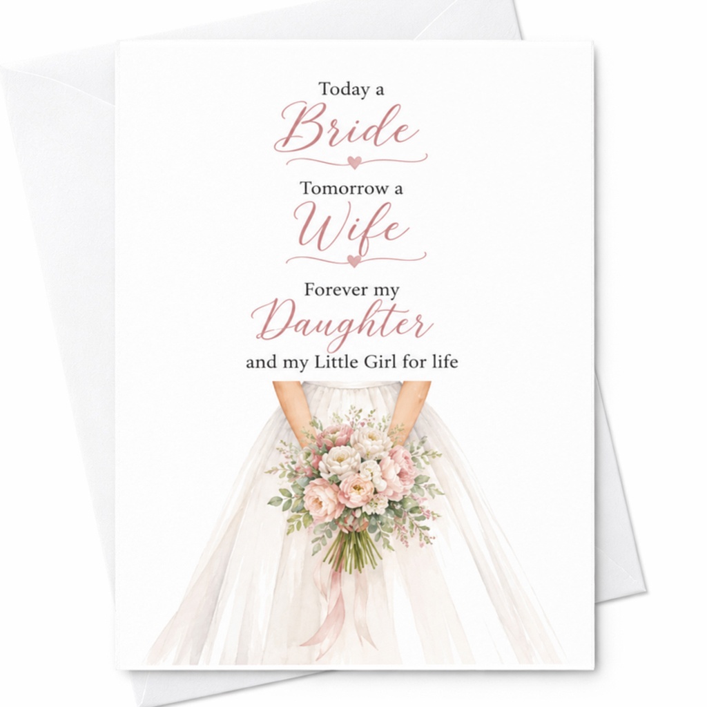 Today A Bride Tomorrow A Wife Forever My Daughter And Little Girl Wedding Card Sentimental Card For Daughter From Parents C3106